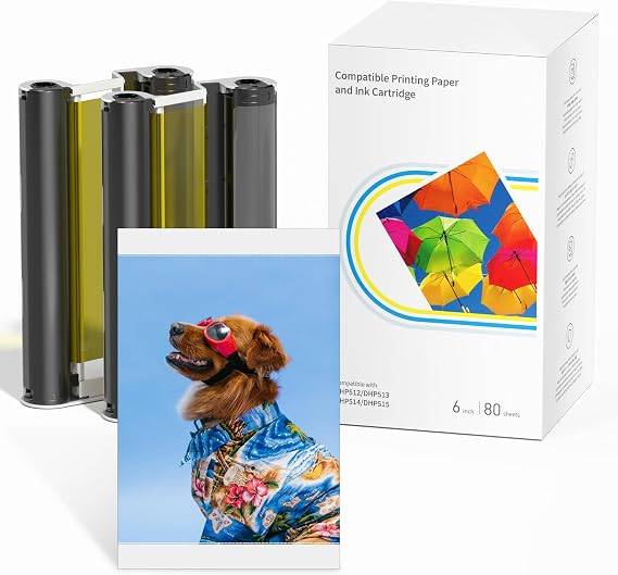 Comaptible with Liene Amber 4x6" 80 Sheets Photo Paper & 2 Ink Cartridge