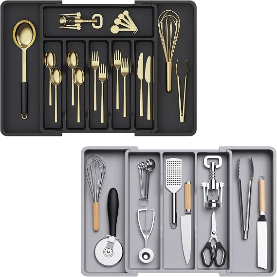 Lifewit Silverware Drawer Organizer Expandable Cooking Utensil Tray