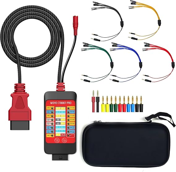 WOYO CTB007 PRO 12V/24V OBD2 Breakout Box with LCD Display 16PIN Vrms, CAN Tester Box with Built-in 120 for ECU Testing Tool on Bench, CAN Tester Box, 27.5inch/59inch Extension Cable (150cm/59inch)