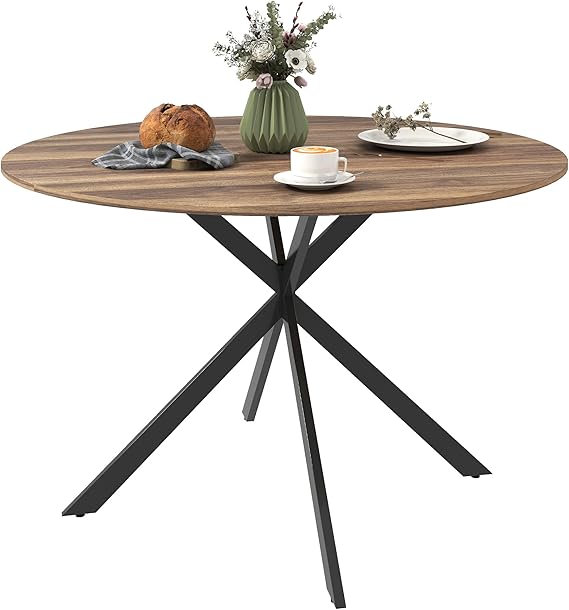 HOMCOM Round Dining Table for 4 People Ø120x75cm Dark Brown