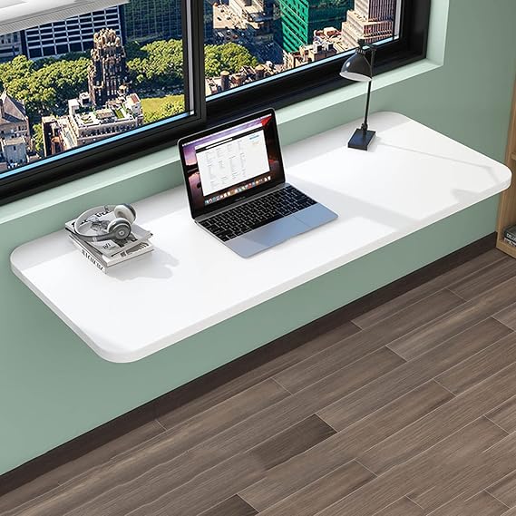 Fold Down Wall Mounted Table Folding Floating Desk, Small Space Saving Wall Mounted Fold Down Desk, Drop Down Table For Dining, Study, Kitchen, Laundry, Bar ( Color : White , Size : L40xW30cm/L16xW12i