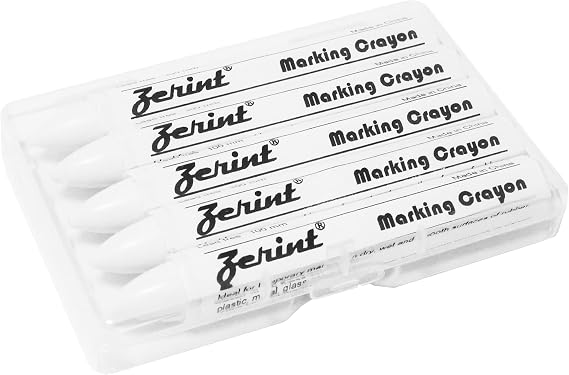 Industrial Wax Marking Crayons - White (5-Pack) for Tires, Metal, Wood, Glass & Plastic - 100mm Long-Lasting Crayons, High Visibility & Scratch Resistant(HT-921W)