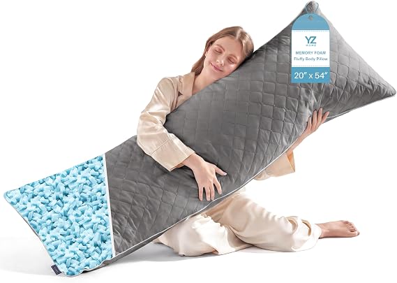 YZ HOME Long Body Pillow for Adults,Firm Body Pillow Shredded Memory Foam