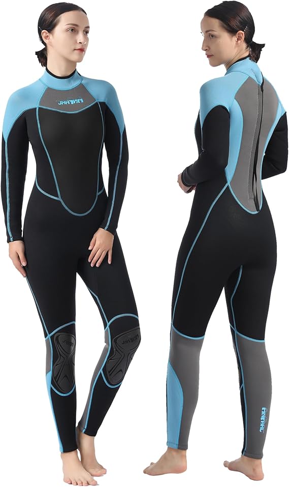 Wetsuit Women 3mm Neoprene Wet Suit for Women Cold Water Swimming with Back Zipper, Suitable for Diving, Swimming, Surfing, Snorkelingand Other Water Sports
