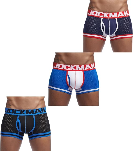 JOCKMAIL Men's Mesh Boxer Brief Underwear Mens Sport Performance Trunks Short Leg Boxer Briefs
