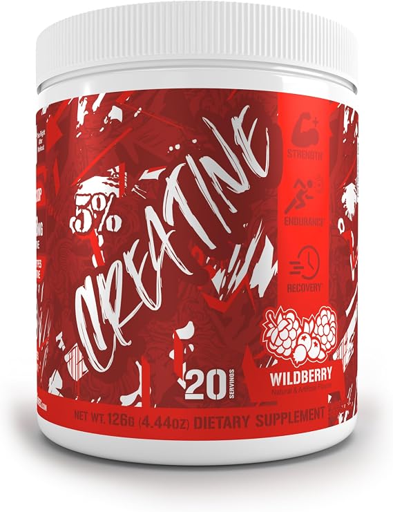 5% Nutrition Code Red Flavored Micronized Creatine Powder (Wildberry)