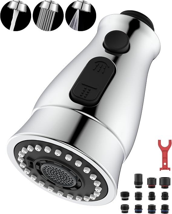 J-HVA Kitchen Faucet Head Replacement 3 Functions Pull Down Faucet Head