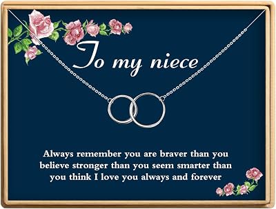 Aunt-Niece Necklace S925 Sterling Silver Two Interlocking Infinity Double Circles Aunt-Niece Jewelry Gift