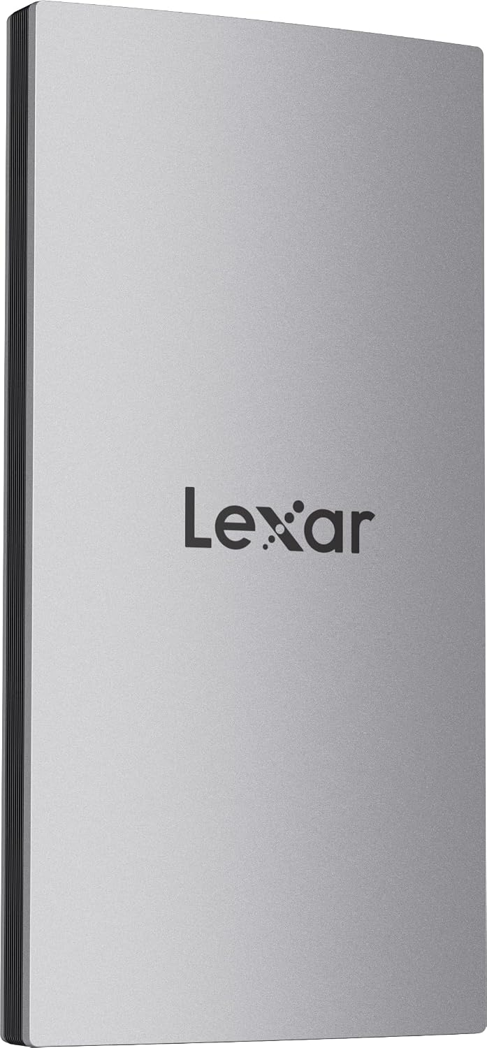 Lexar 2TB ES3 External SSD, Up to 1050MBs Read, Storage Expansion, Compatible wUSB-C Smartphones, iPhone 1516, PC, Mac, Tablets, Sleek & Sturdy Design, Silver LES3002T-RNSAU