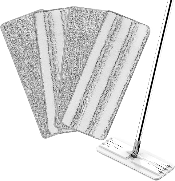 4 Pack Mop Replacement Pads Compatible with Joymoop Flat Mop