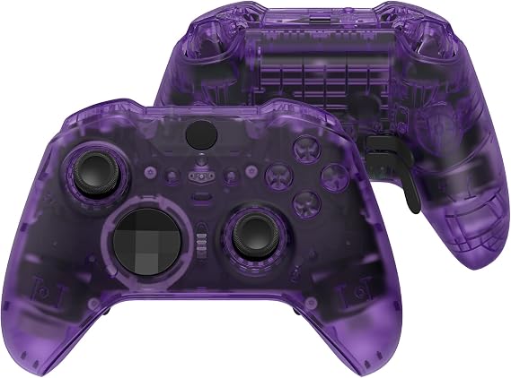 eXtremeRate Full Set Shell Buttons for Xbox One Elite Series 2 Controller, Clear Atomic Purple Replacement Faceplate Back Plate Bottom Shell Case with Buttons for Xbox Elite Series 2 Core Controller