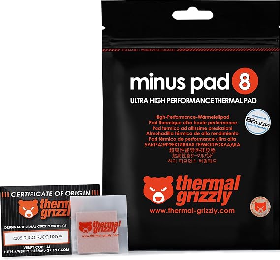Thermal Grizzly minus Pad 8 8 W/m· K Heat sink Compound – Heat sink Compounds (30 mm, 30 mm, 1 mm,-100 – 250 °C)