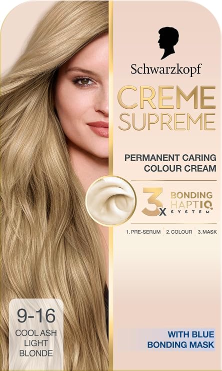Schwarzkopf Creme Supreme Hair Dye, 9-16 Cool Ash Light Blonde
