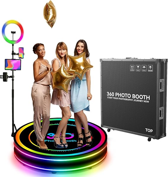 360 Photo Booth Machine, Auto Slow Motion Rotating Booth, Free Custom Logo, Flight Case, 360 Booth with APP Remote, RGB Ring Light, 360 Camera Booth for Events (80cm/31.5inch)