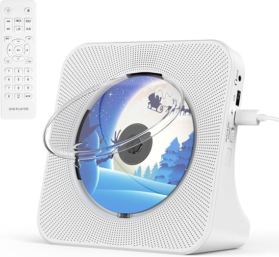CD Players for Home with Speakers, Bluetooth, Radio White