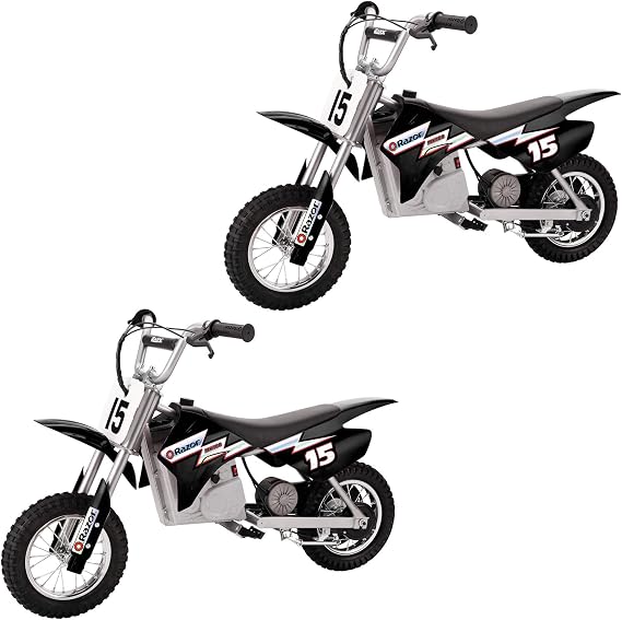 Razor MX400 Dirt Rocket Kids Ride On 24V Electric Toy Motocross Motorcycle Dirt Bike, Speeds up to 14 MPH, Black (2 Pack)