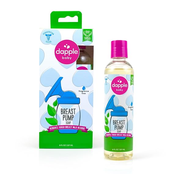 Dapple Breast Pump Soap Baby, 8 Fl Oz Bottle, Fragrance Free, Plant Based & Hypoallergenic Liquid Soap - Easy Rinse Formula Removes Milk Residue & Leaves No Taste