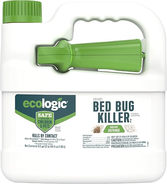 Ecologic Bed Bug Killer Ready-To-Use Spray, 64 Ounces | Kills Bed Bugs by Contact, Treats Cracks, Crevices, Mattresses & More, Formulated with Lemongrass Oil & Cornmint Oil