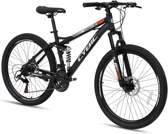 CYBIC 26" Full Suspension Mountain Bike for Adults 21 Speed Shimano | Dual suspension, dual disc brakes, steel frame. fits 5'3"-5'11" (13+), 265 lbs max