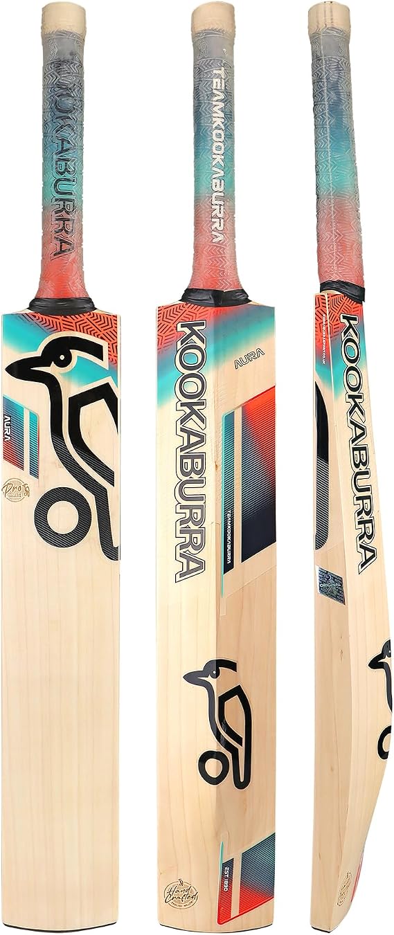 Kookaburra Aura Pro Cricket Bat - Small Adult, Coral/Blue