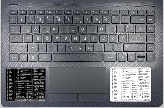 AutoCAD Reference Keyboard Hotkeys Decals for Windows Black, White Background
