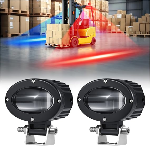 eTzone LED Forklift Safety Light 2 Pack, Switchable Red & Blue Line Zone | Forklift Warning Light Safety Lamp for Side Zone, Warehouse Pedestrian Area, 30W DC 10-80V