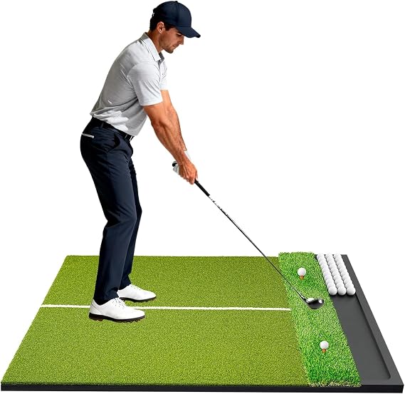 Golf Hitting Mat with Ball Tray - 5x4/6x4 26/31mm Fairway & Rough Turf