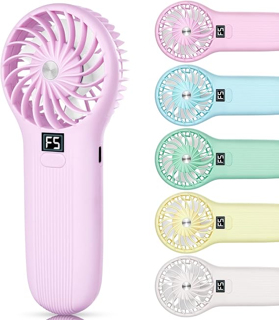 Portable Handheld Fan with 5000mAh Battery - High-Speed 15000RPM Mini Personal Fan, 5 Speeds, USB Rechargeable Hand held Fans for Travel, Camping, Outdoor, Summer - Gift for Women/Men/Kids (Pink)