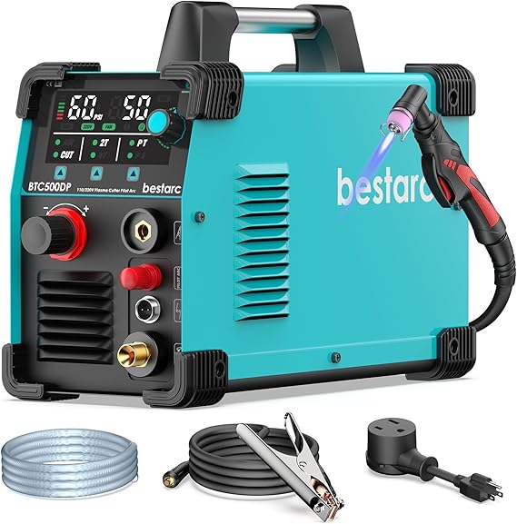 50A Plasma Cutter Machine [Pilot Arc], 110/220V Dual Voltage, 3/4" Max Cut on Steel, Aluminum & Copper, LED Display, Air Sensor, Post Flow, 2T/4T Mode DIY, Home Garage & Workshop