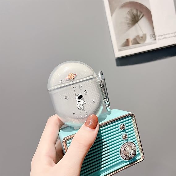 Cute Cartoon Style Soft TPU Protective Crystal Clear Transparent Case Cover Compatible with Xiaomi Redmi Airdots 3 Pro/Redmi Buds 3 Pro, Protective Skin Sleeve with Key Chain (M)