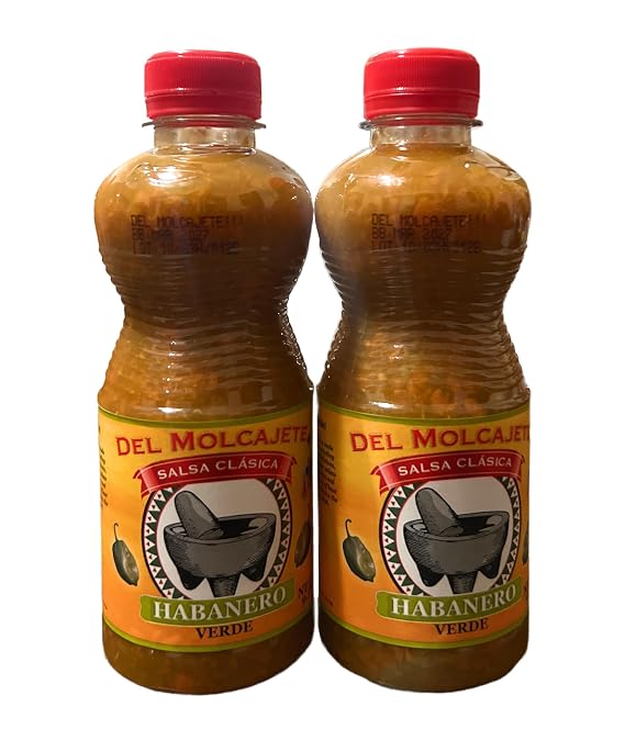 Del-Molcajete's Habanero Salsa Verde, 9.17 oz each. (Pack of 2)