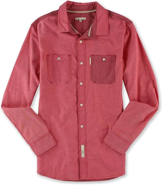 Marc Ecko Mens Utility Ox Ls Button Up Shirt, Red, Medium