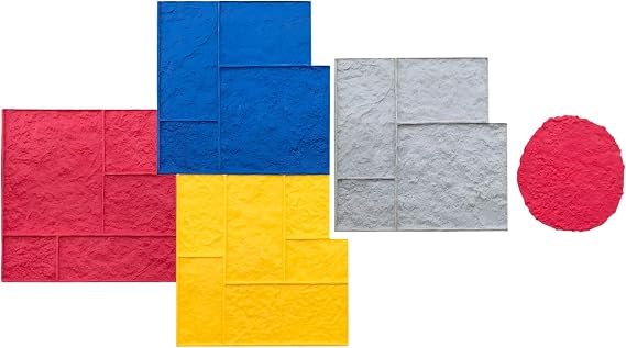 Three Rivers Ashler Concrete Stamp Set by Walttools | Decorative Stone Tile Pattern, Sturdy Polyurethane Texturing Mats, Realistic Limestone Detail (5 piece)