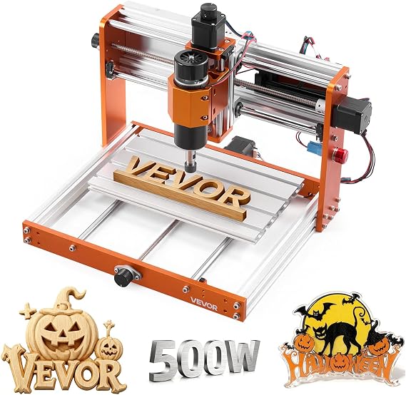 VEVOR CNC Milling Machine 500W Spindle 3-Axis Engraving Machine Working Area 300x180x80mm Offline Control Limit Switch Emergency Stop for Carving & Cutting Wood Acrylic & Plastic