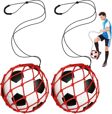 Soccer Kick Trainer 2 Psc with Return Net - Football Training Equipment for Boys & Girls - Practice Gear Compatible with Size 3 4 5 Balls