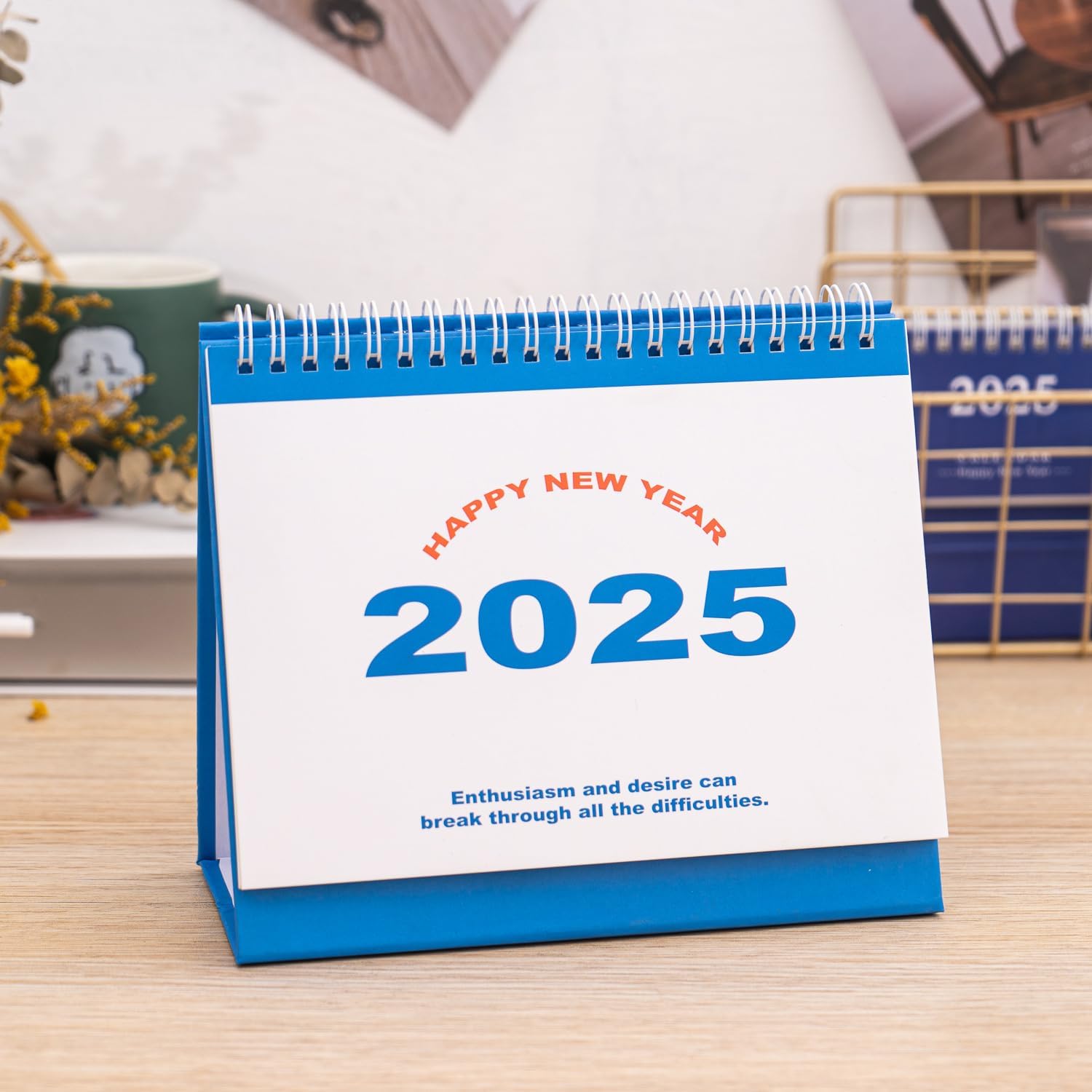 Desk Calendar 2025,Standing Desktop Calendar,2024-2025 Flip Desktop Calendar from November 2024 until December 2025 14 Months for Easy Organizing US Holidays Marked Blue