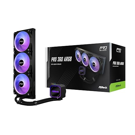 ASRock Pro 360 ARGB All-in-One Liquid CPU Cooler, 360mm Radiator, Addressable RGB, Compatible with AMD AM5/AM4 & Intel LGA1851/1700