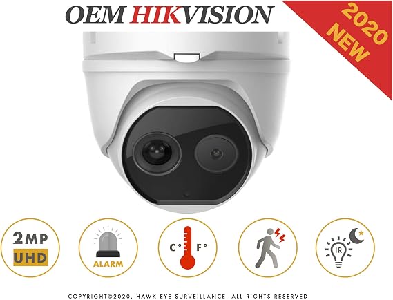2MP Thermal and Optical Network Turret Camera with Built-in GPU, high Sensitivity Sensor, Compatible with Hikvision DS-2TD1217-2/V1(Duel Lens Module)