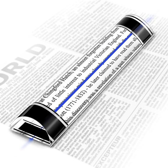 2X Magnifying Ruler with Blue Tracker Line, 6" Ruler with Magnifying Bar, Magnifier Mahjong Finder for Reading Bible, Books and Card Games,Mahjong Line Magnifying Finder
