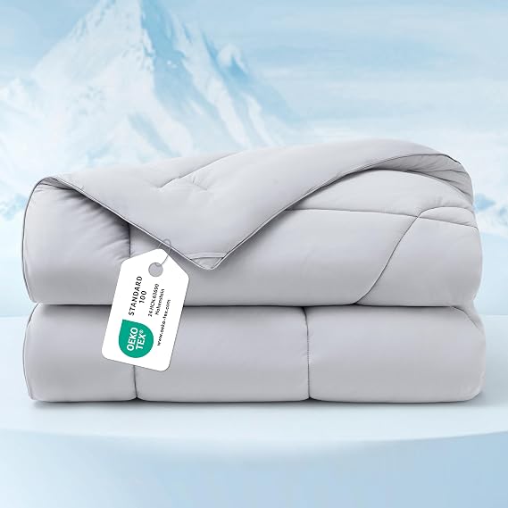 Bedsure Cooling Blanket Double Duvet - Coverless Quilt, Grey, 200x200cm