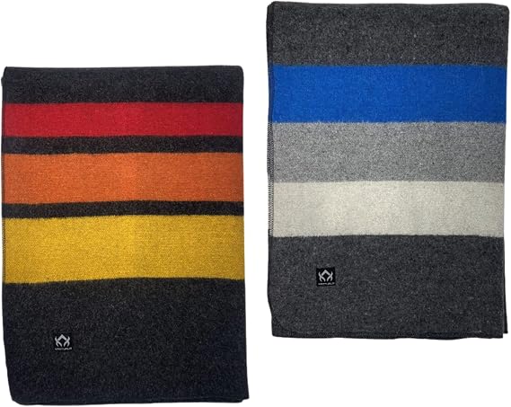 Arcturus Patterned Wool Blanket in Blue White Gray - 4.5lbs Warm, Heavy, Washable, Large Bundle Patterned Wool Blanket in Sunset Peak - 4.5lbs Warm, Heavy, Washable, Large