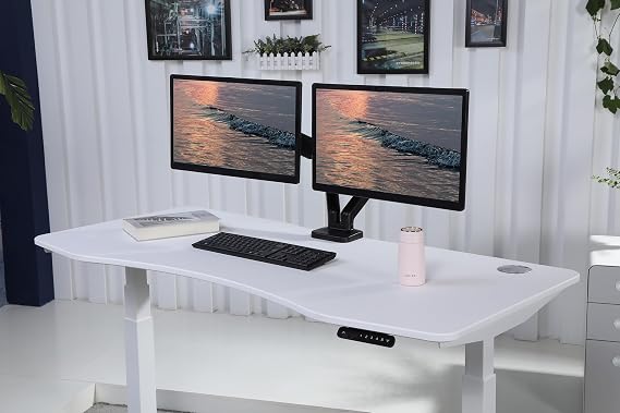 ApexDesk K Series 71" 3 Stage with Dual Motor Electric Adjustable Standing Desk for Home and Office Width and Height Adjustable -Curved Moon White Top
