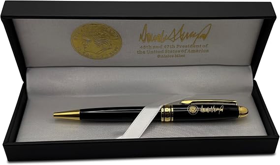 Donald Trump Executive Order Presidential Collector's Pen, Black and Gold Executive Rollerball with Signature and Seal, Premium Gift Box