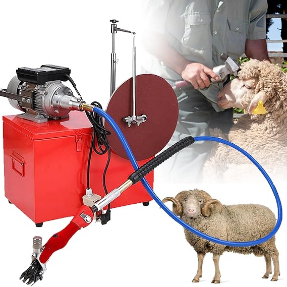 550W Electric Sheep Clipper Grinder Blade Sharpener Machine Goat Sheep Shearing Clipper Goat Shears Scissors, Diameter Thick Aluminum Grinding Disc for Sheep Cattle Farm,13bentblade