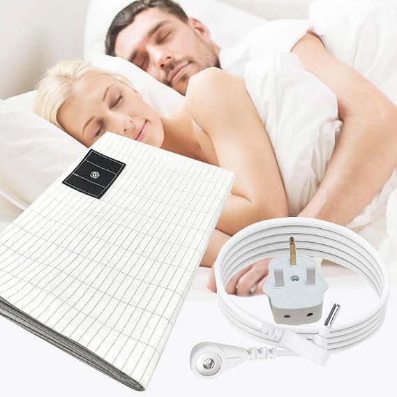 Grounding Bed Sheet with Silver Fiber Grounding Sheets Conductive Grounding Mat Soft Earthing Bed Sheet Therapy for Better Sleep Reduce Stress Pain 68x132cm Beige