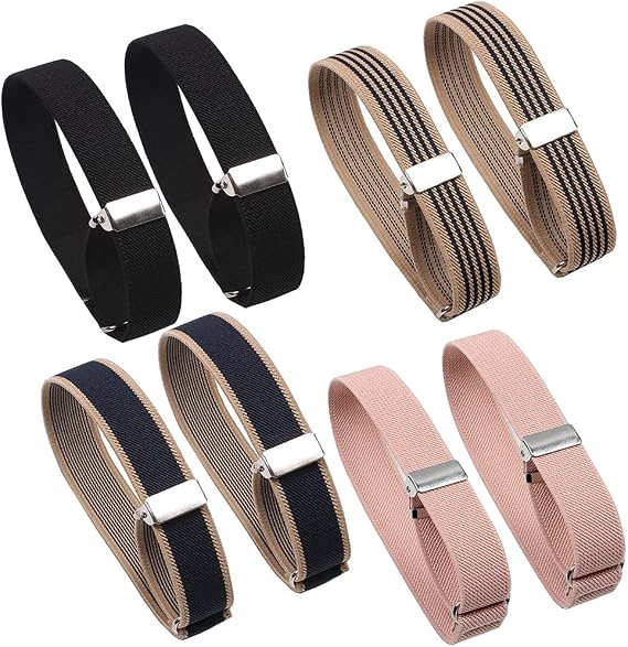Wresty 4 Pairs Elastic Armbands Adjustable Sleeve Garters Shirt Sleeve Holder Anti-Slip Arm Shirt Garters Strap For Women Men