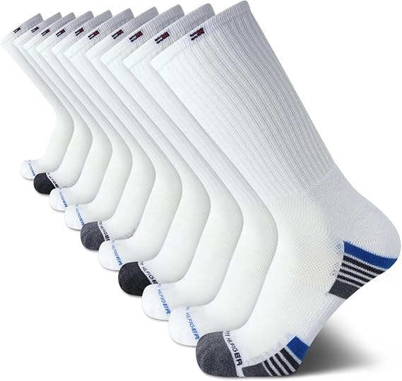 Tommy Hilfiger Mens 10 Pack Moisture Wicking Cushioned Crew Socks