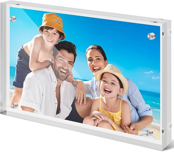 vivinin Acrylic Frame 1 Pack, Double Sided Clear Frameless Acrylic Picture Frame, Photo Frame 4x6 Inches with Magnetic for Postcard, Desktop Display