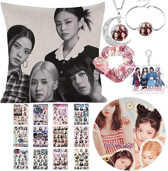 ZPPLD Blackpink Merchandise Set, Blackpink Fan Items, Kpop Blackpink Gift Set for Fans, Blackpink Cushion Cover, Blackpink Stickers