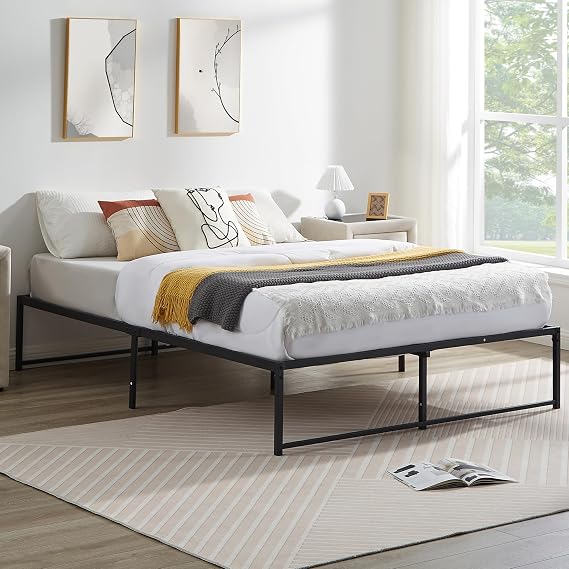 VECELO 14" Full Bed Frame/Metal Platform Mattress Foundation/No Box Spring Needed